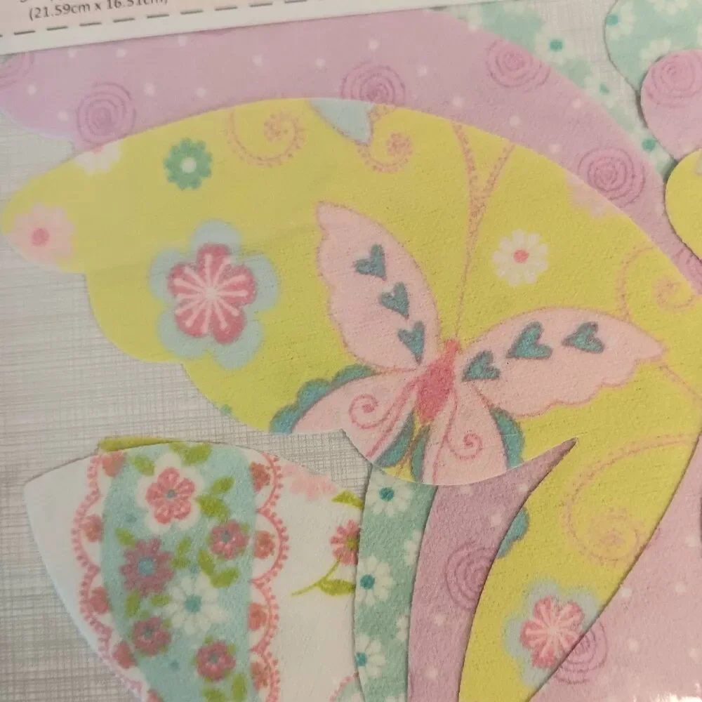 Land of Whimzie Baby Blanket Kit Fabric & Iron On Flower Butterflies Birds - New